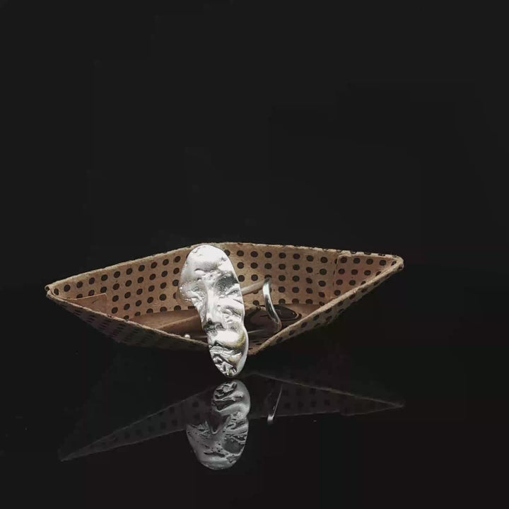 Abstract Face Ring – Handmade 925 Silver Adjustable Art Ring | One-of-a-Kind Sculptural Jewelry