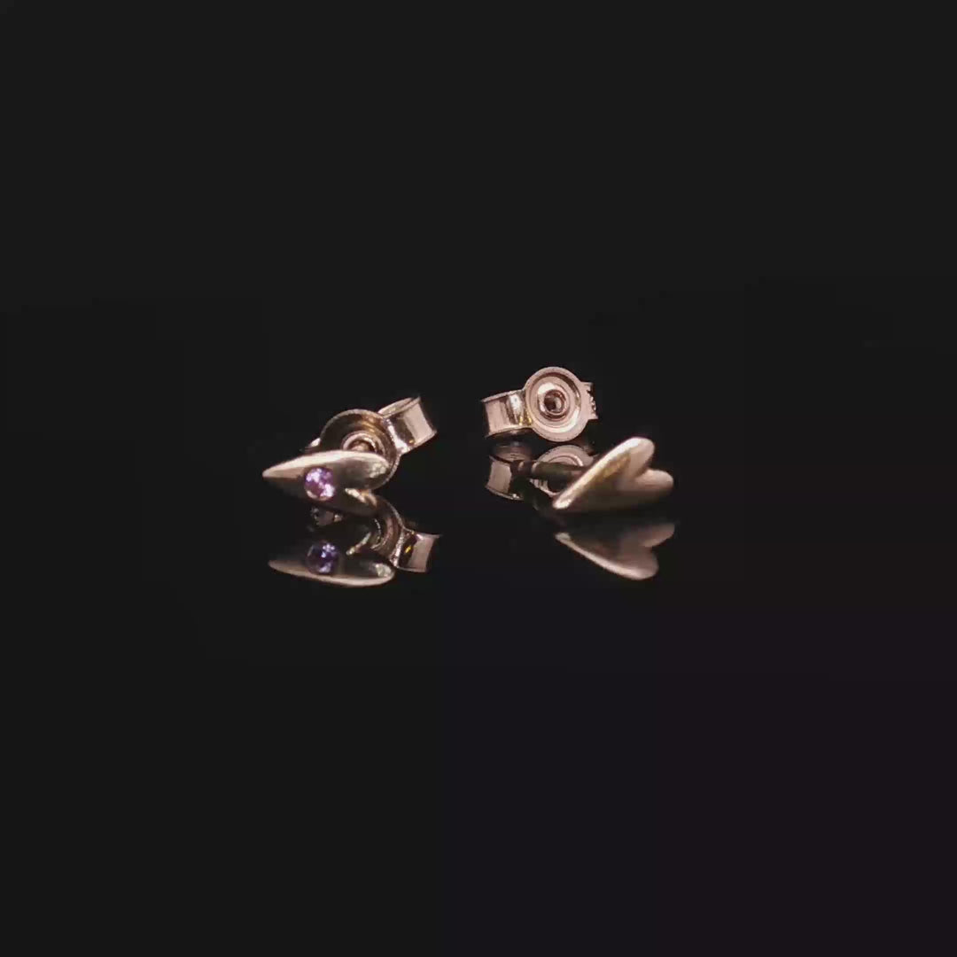 Held by the Heart Studs by Seen by Queen
Handcrafted 14K Gold Heart Earrings with Sapphire