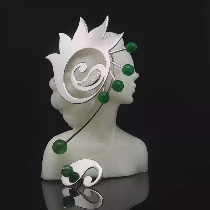 Shoaleh Jadeite Flame Earring – Avant-Garde Art Jewelry | Museum-Quality Fine Jewelry | Maralkunst Curation