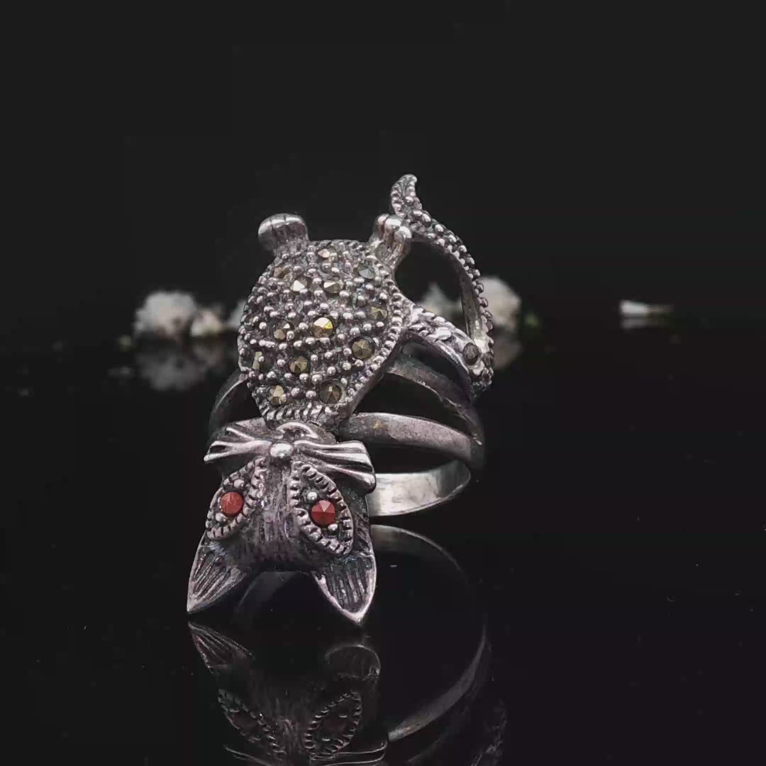 Maral authentic handcrafted Mexican cat crystal 925 silver ring