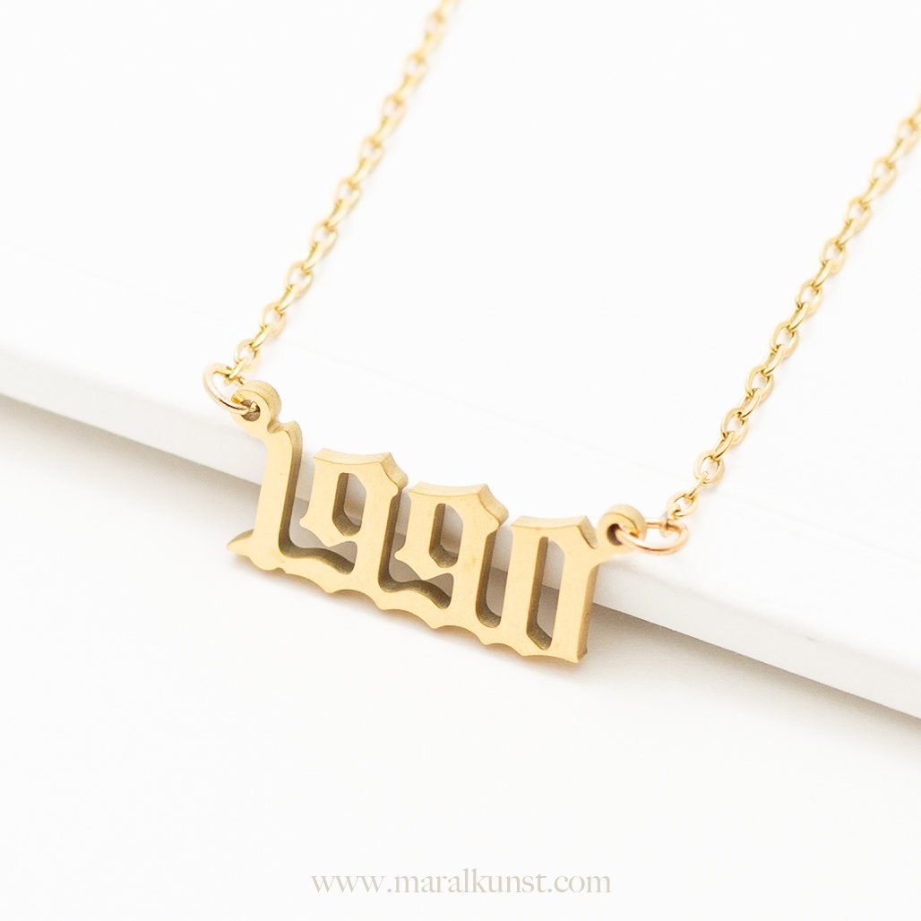 1990 Calligraphy Necklace in 14K Gold - Maral Kunst Jewelry