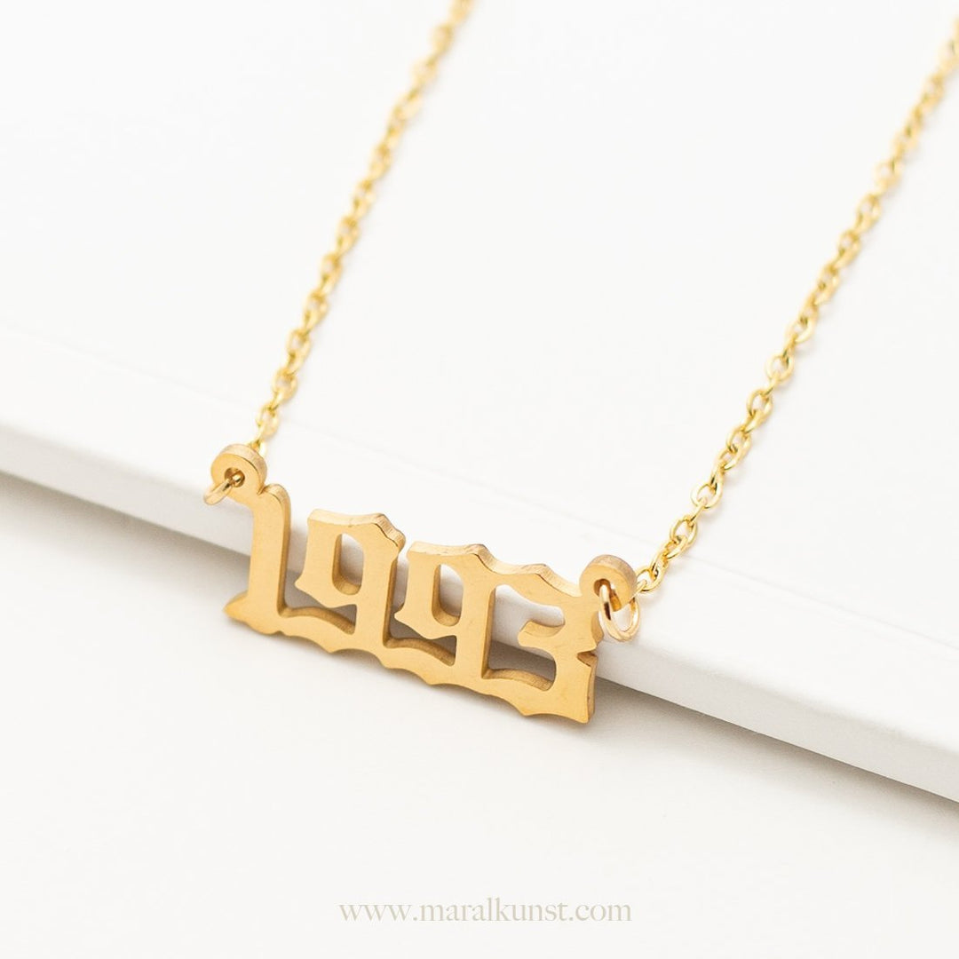 1993 Calligraphy Necklace in 14K Gold - Maral Kunst Jewelry