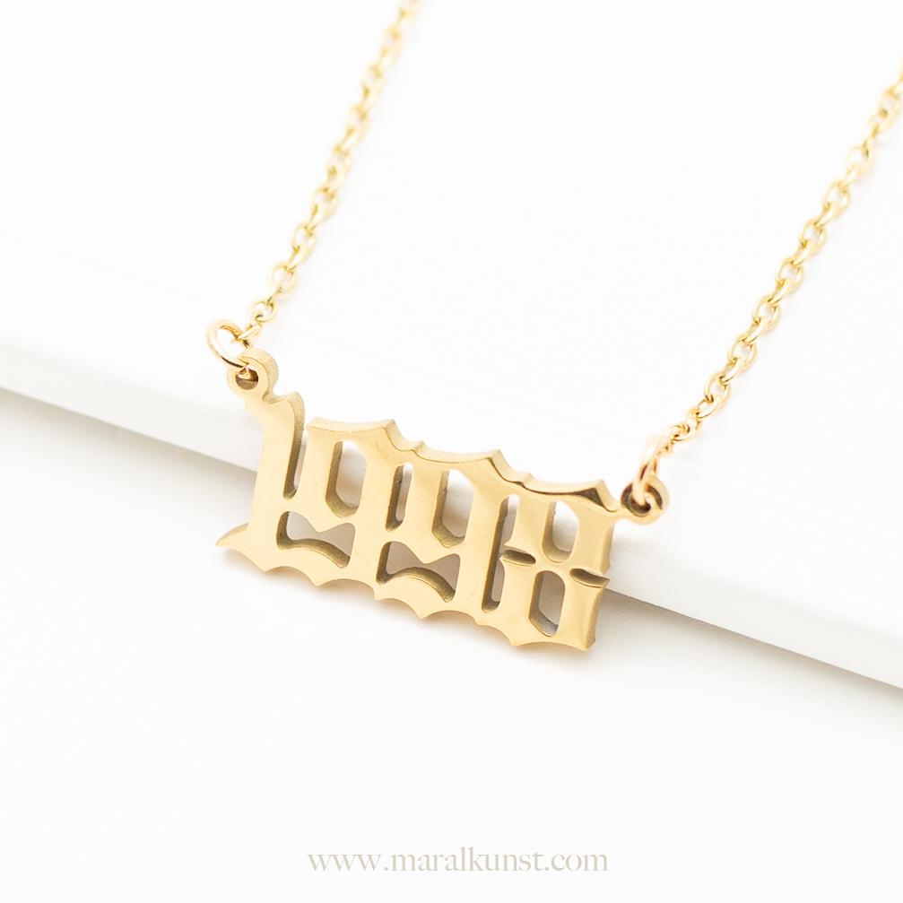 1998 Calligraphy Necklace in 14K Gold - Maral Kunst Jewelry