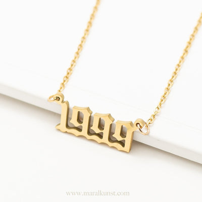 1999 Calligraphy Necklace in 14K Gold - Maral Kunst Jewelry