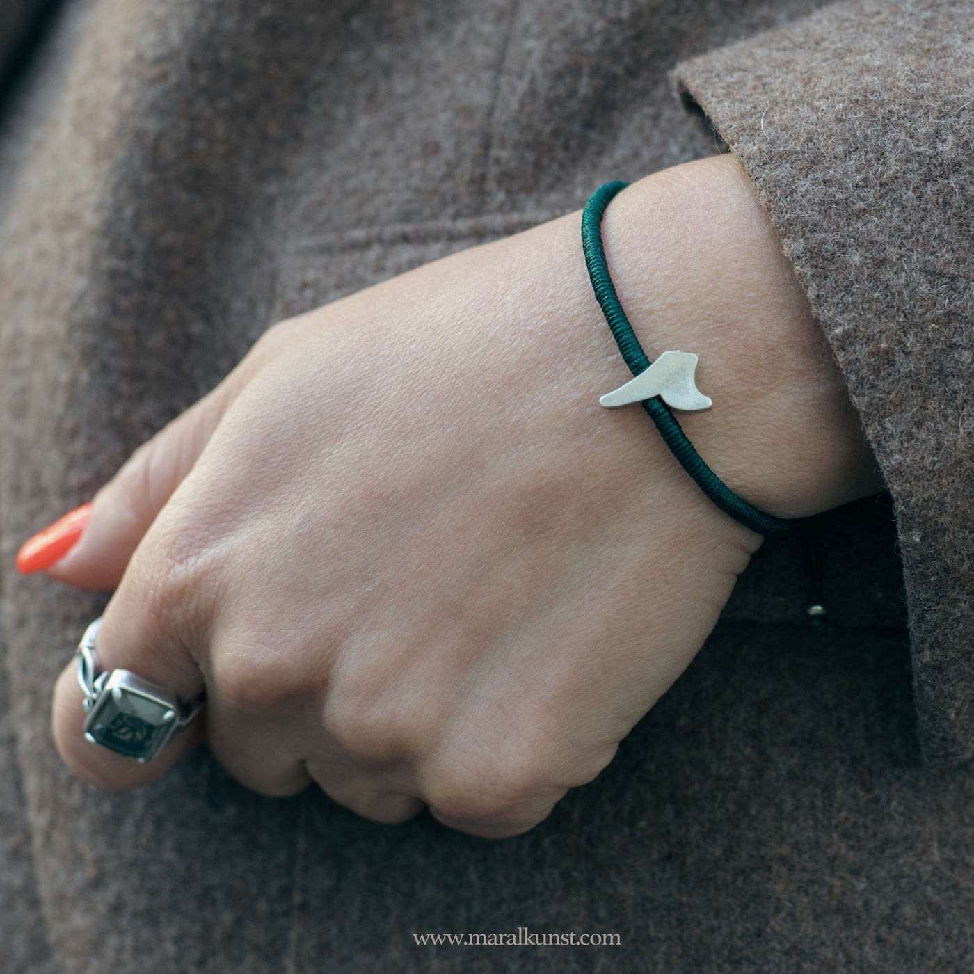Green thread 925 silver bracelet