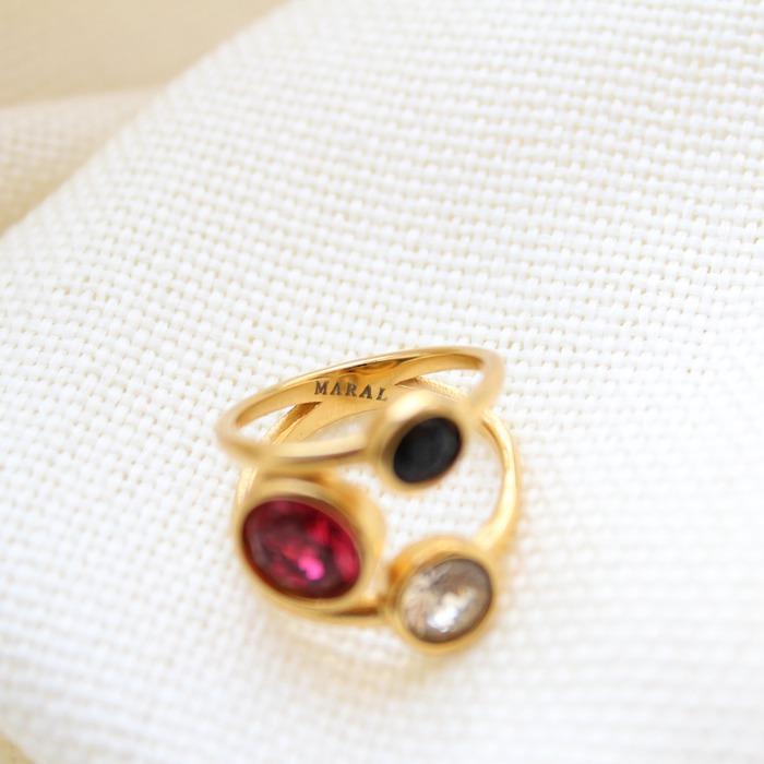 3 Color Cubic Zirconia Ring - Maral Kunst Jewelry