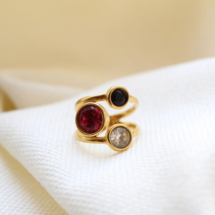 3 Color Cubic Zirconia Ring - Maral Kunst Jewelry