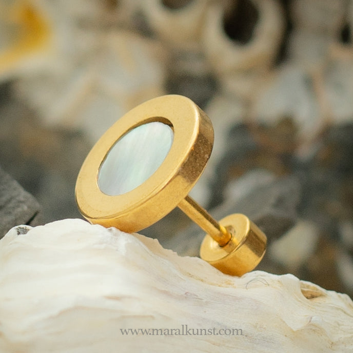 Gold filled  withe shell stud piercing stainlesssteel