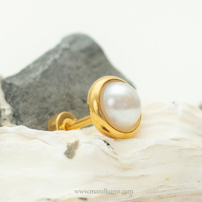 pearl gold plated piercing