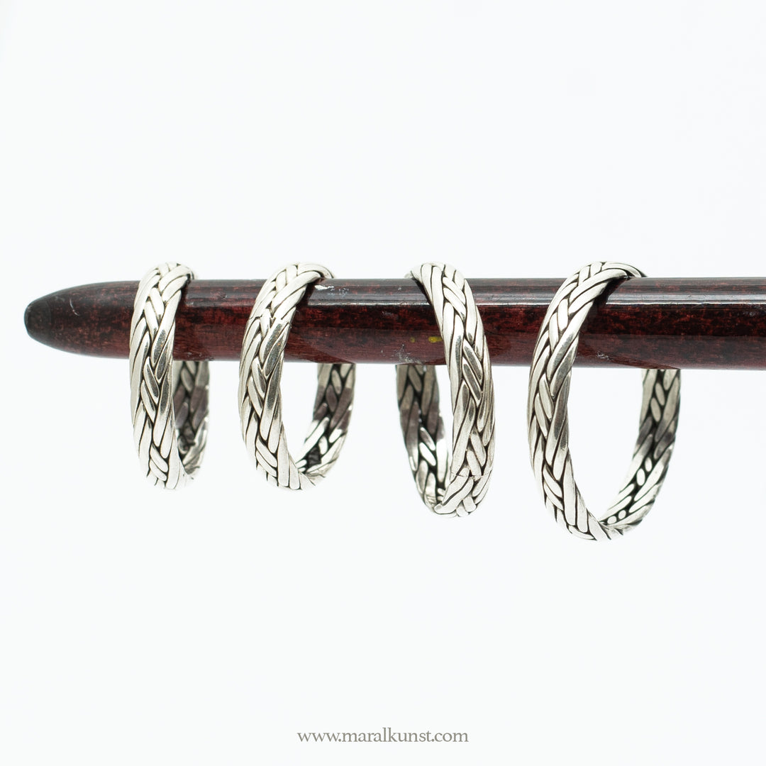 Maral premium Mexican knitted sterling silver  band ring engagement, wedding proposal idea