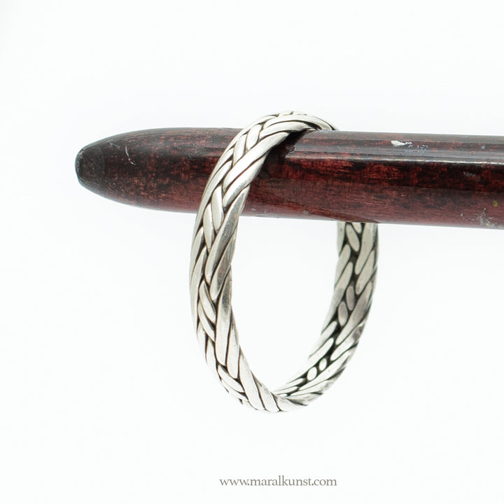 Maral premium Mexican knitted sterling silver  band ring engagement, wedding proposal idea