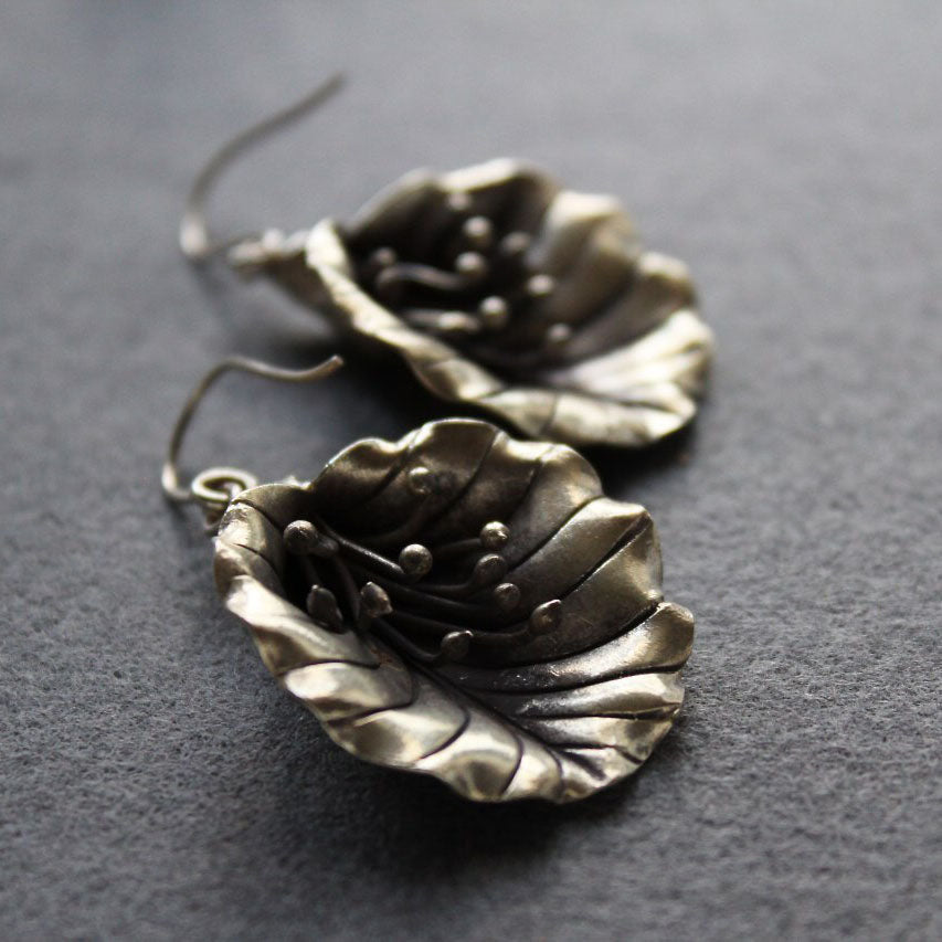 Mexican Flower Earrings in Silver