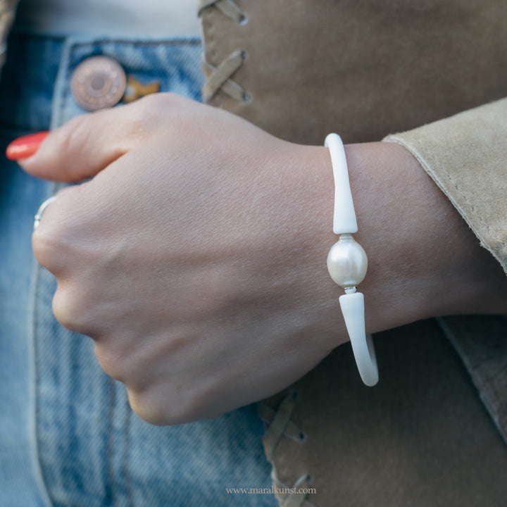 Miami WHITE Recycled Sustainable pearl designer bracelet( Maral special limited collection )