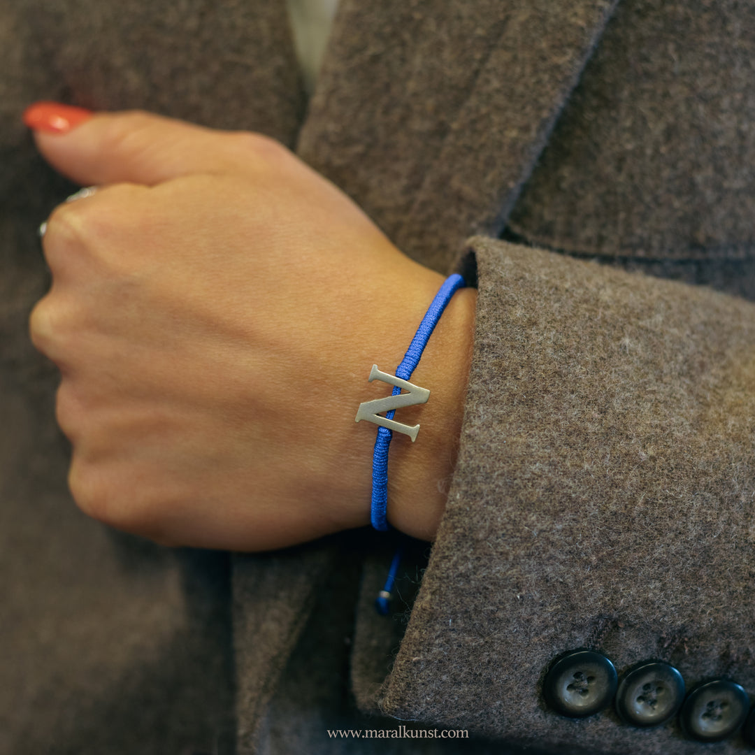 Iranian handmade letter N 925 Silver Bracelet