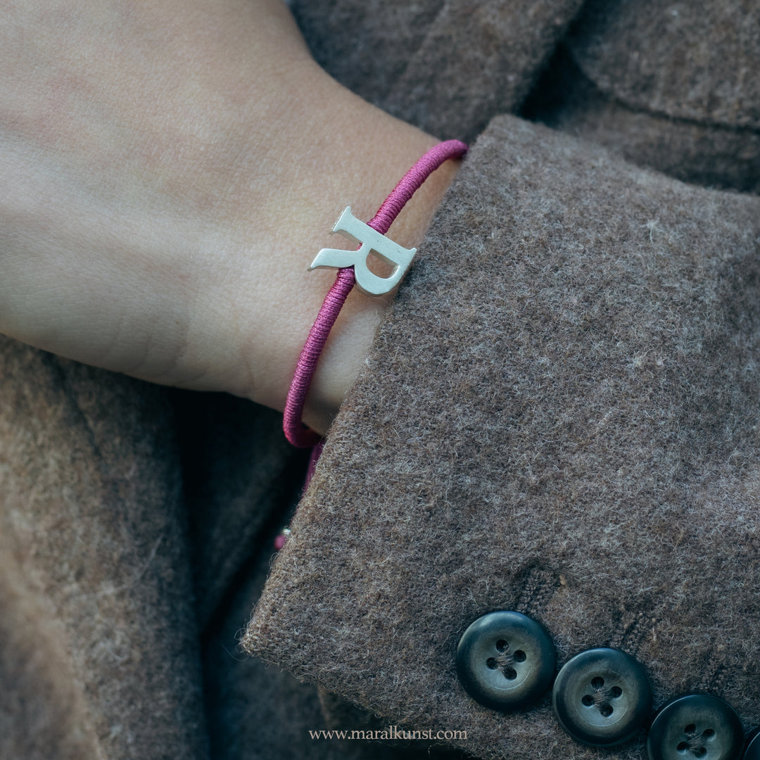 Iranian handmade letter R 925 Silver Bracelet