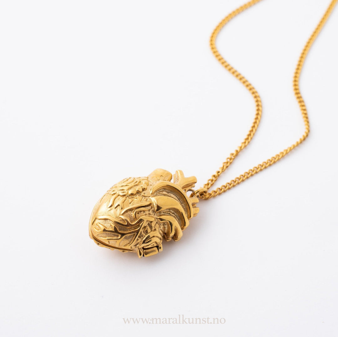 Golden Anatomy Heart Medallion Necklace - Maral Kunst Jewelry
