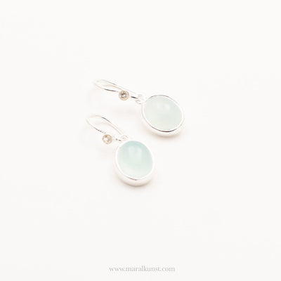 Aqua Chalcedony Silver Earrings - Maral Kunst Jewelry