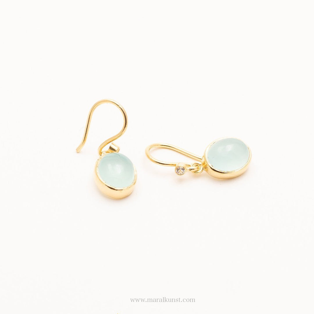 Aqua Chalcedon White Topaz Earrings - Maral Kunst Jewelry