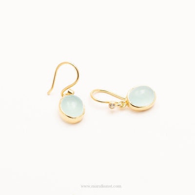 Aqua Chalcedon White Topaz Earrings - Maral Kunst Jewelry