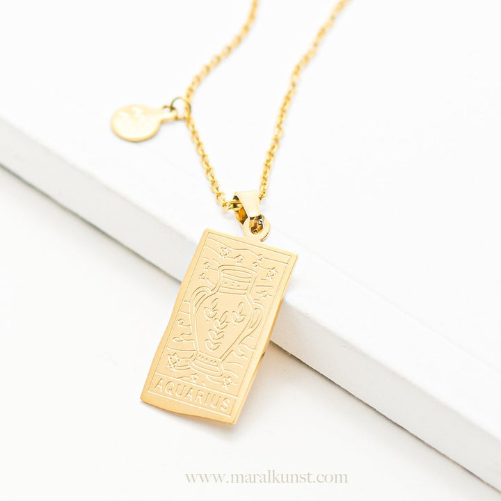 Aquarius Egyptian Astrology Necklace - Maral Kunst Jewelry
