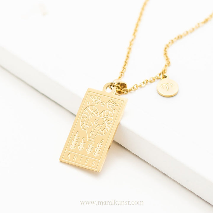 Aries Egyptian Zodiac Sign Necklace - Maral Kunst Jewelry