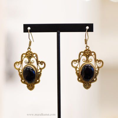 Bali Black Onyx Drop Earrings - Maral Kunst Jewelry