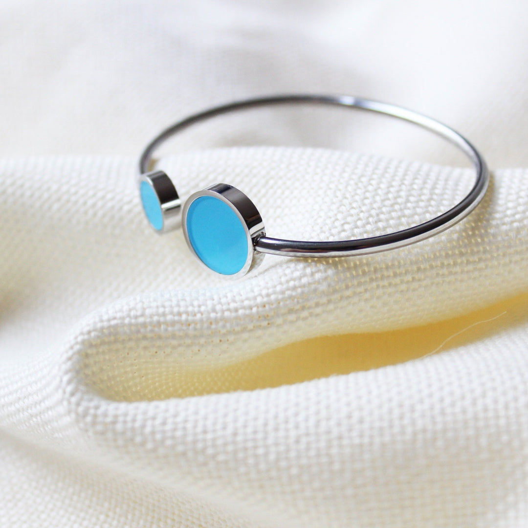 Blue Circle Cuff Bracelet - Maral Kunst Jewelry