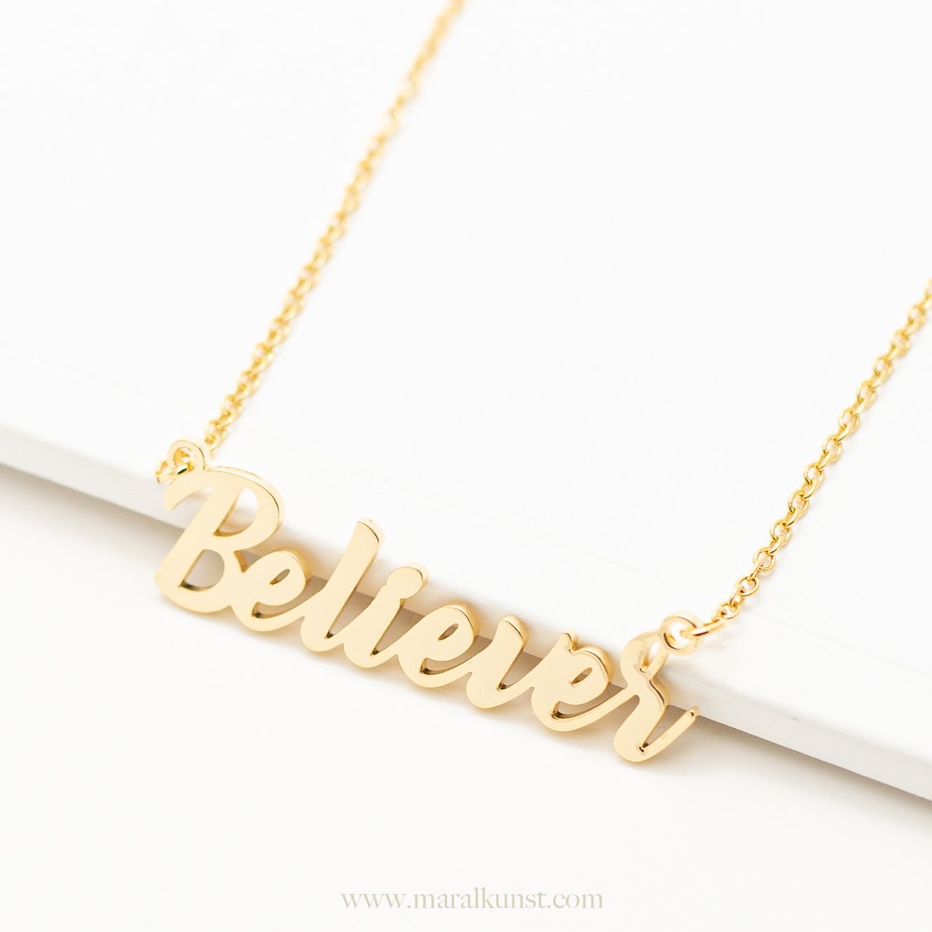 Believer Calligraphy Gold Necklace - Maral Kunst Jewelry