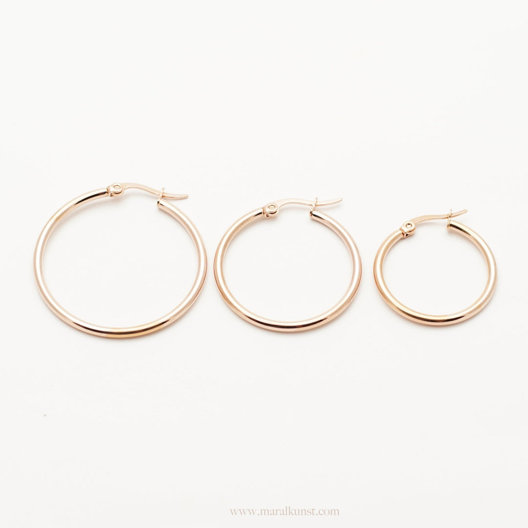 Big Rose Gold Hoop Earrings - Maral Kunst Jewelry