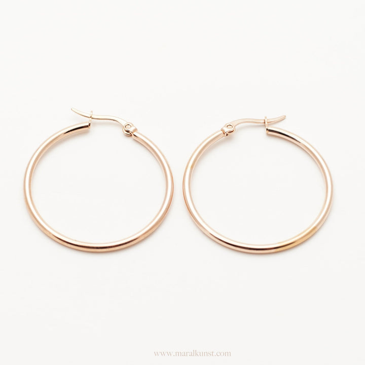 Big Rose Gold Hoop Earrings - Maral Kunst Jewelry