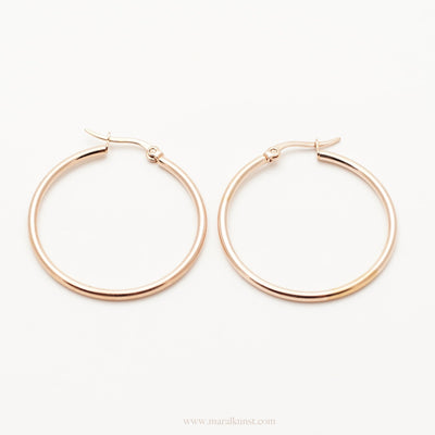 Big Rose Gold Hoop Earrings - Maral Kunst Jewelry