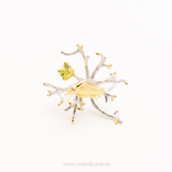 Flower Bird Ring in Yellow Gold - Maral Kunst Jewelry