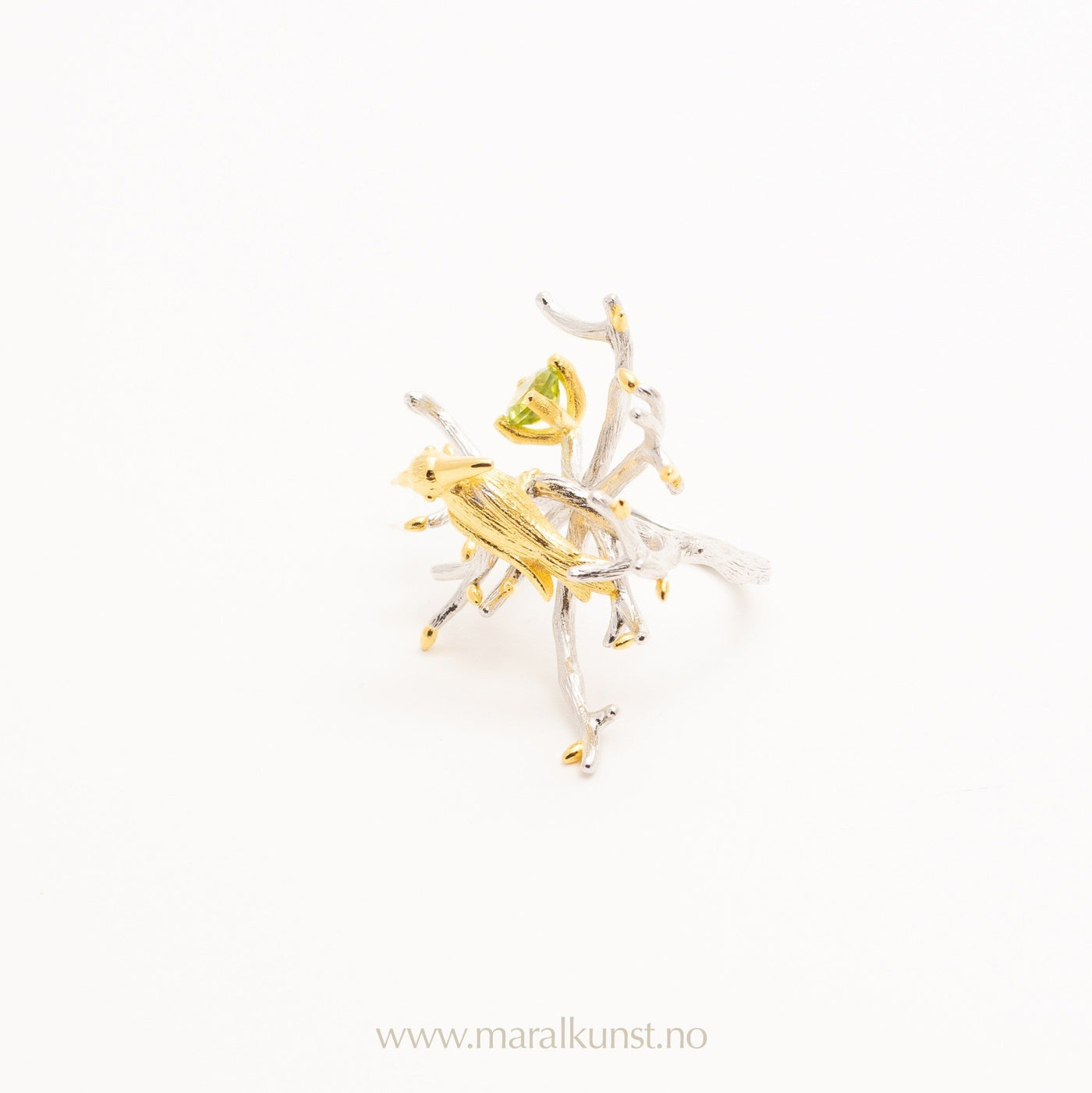 Flower Bird Ring in Yellow Gold - Maral Kunst Jewelry