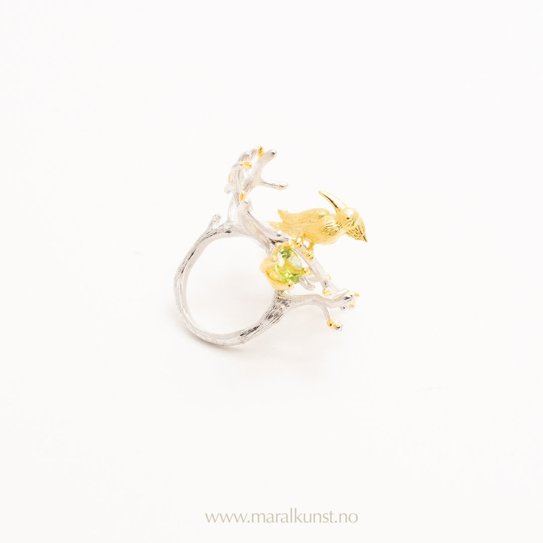 Flower Bird Ring in Yellow Gold - Maral Kunst Jewelry