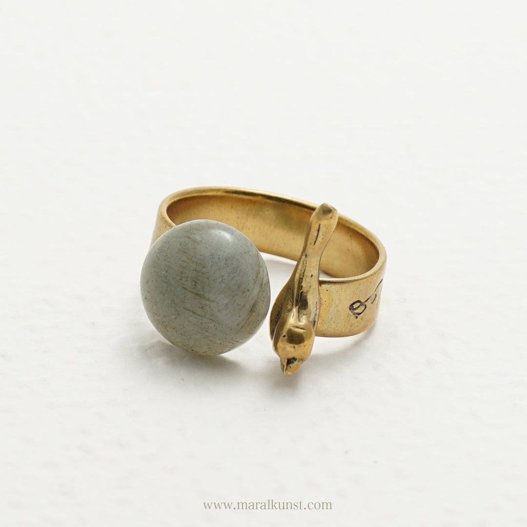 Handmade Iranian Bird with Gem Brass Ring - Maral Kunst Jewelry