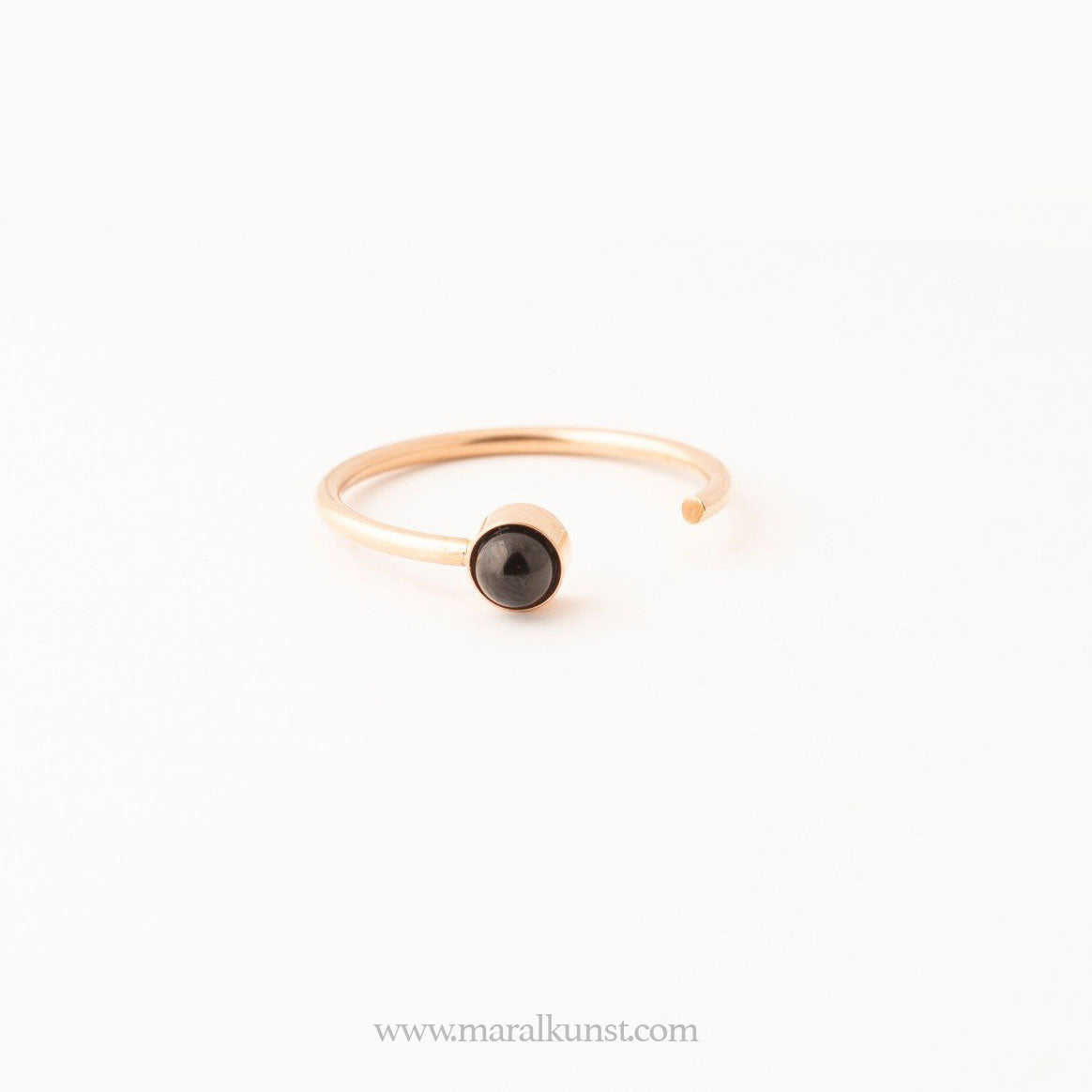 Onyx C Stack Ring in Rose Gold