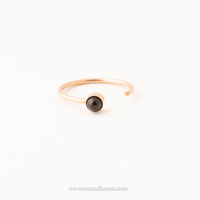 Onyx C Stack Ring in Rose Gold
