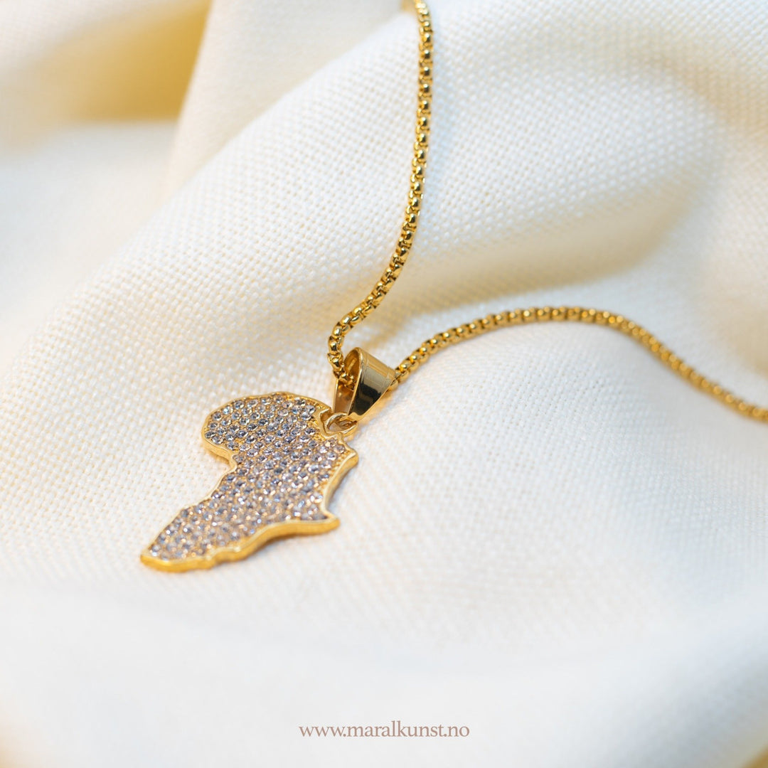 Africa Map CZ Pendant Necklace - Maral Kunst Jewelry