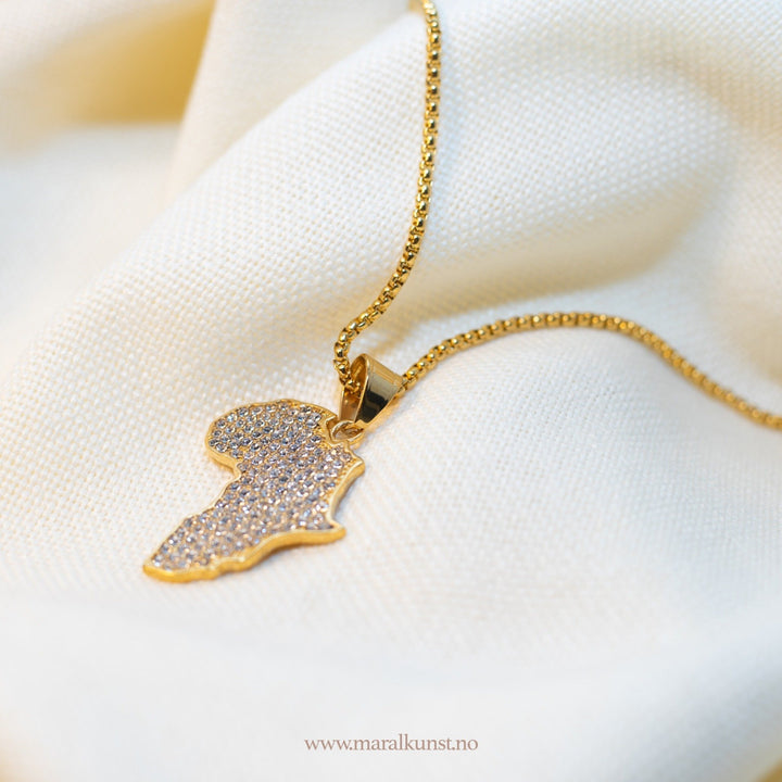 Africa Map CZ Pendant Necklace - Maral Kunst Jewelry