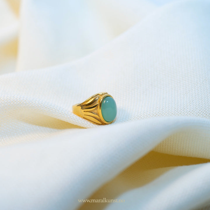 Simulated Sea Green Stone Ring - Maral Kunst Jewelry