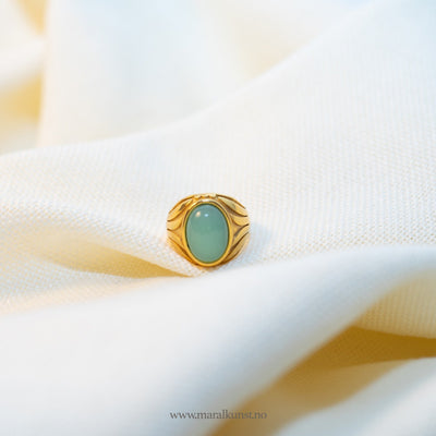 Simulated Sea Green Stone Ring - Maral Kunst Jewelry