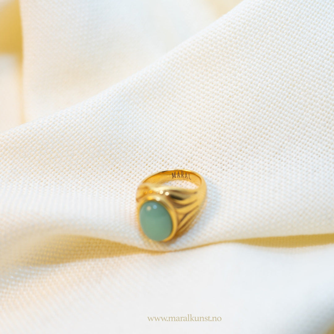 Simulated Sea Green Stone Ring - Maral Kunst Jewelry