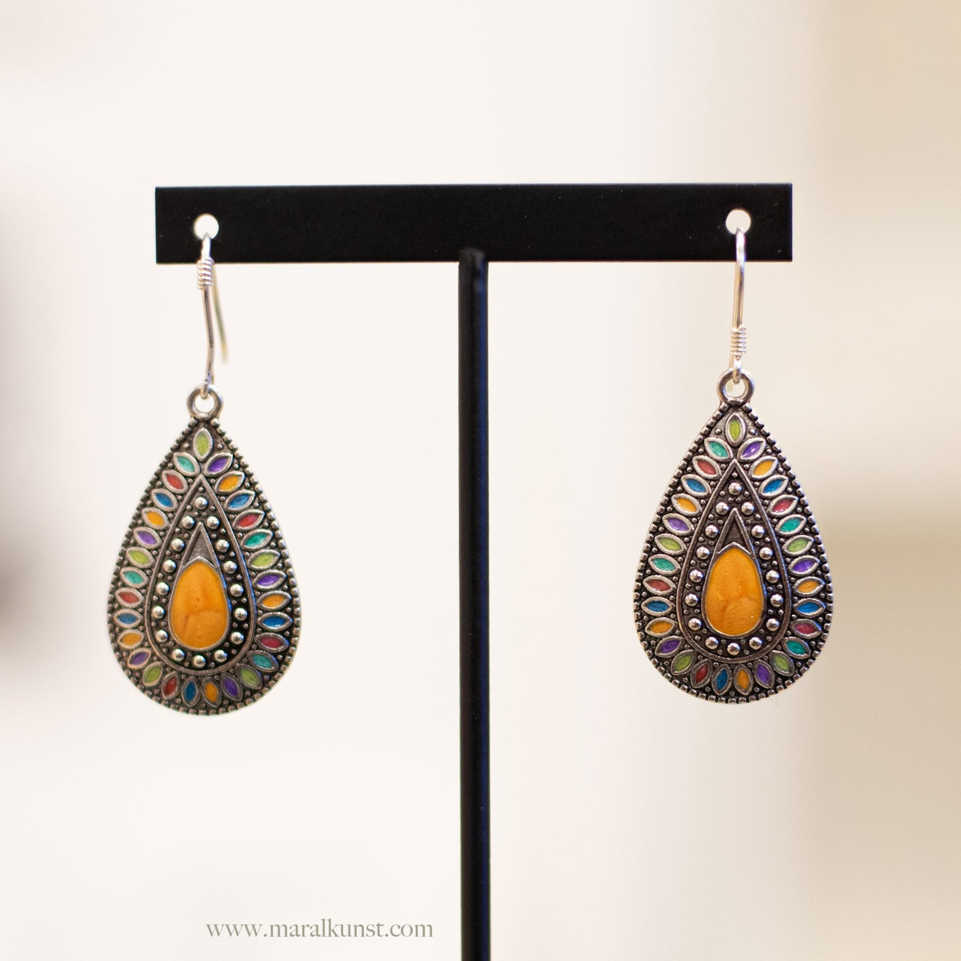 Bohemian Style Orange Earrings - Maral Kunst Jewelry
