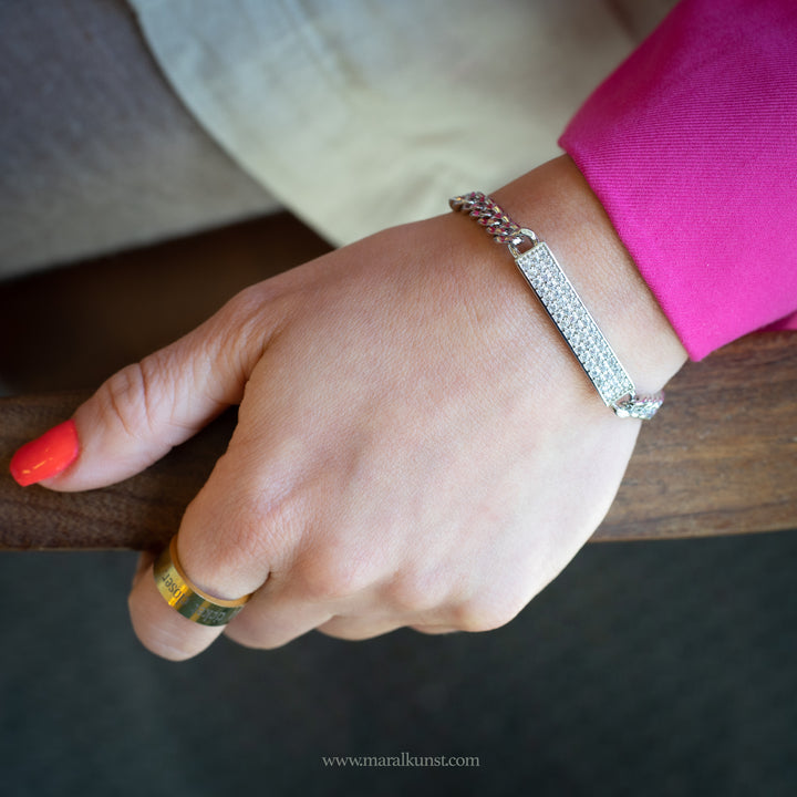 Miami stainlesssteel  cz Chrystal bar bracelet