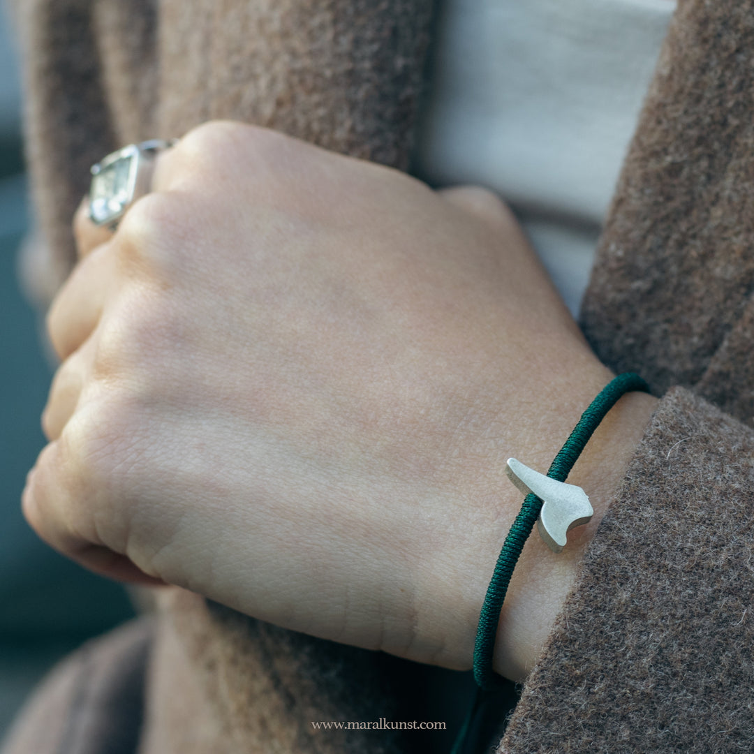 Iranian Number 2 ،۲ Green Thread 925 Silver handmade  Bracelet