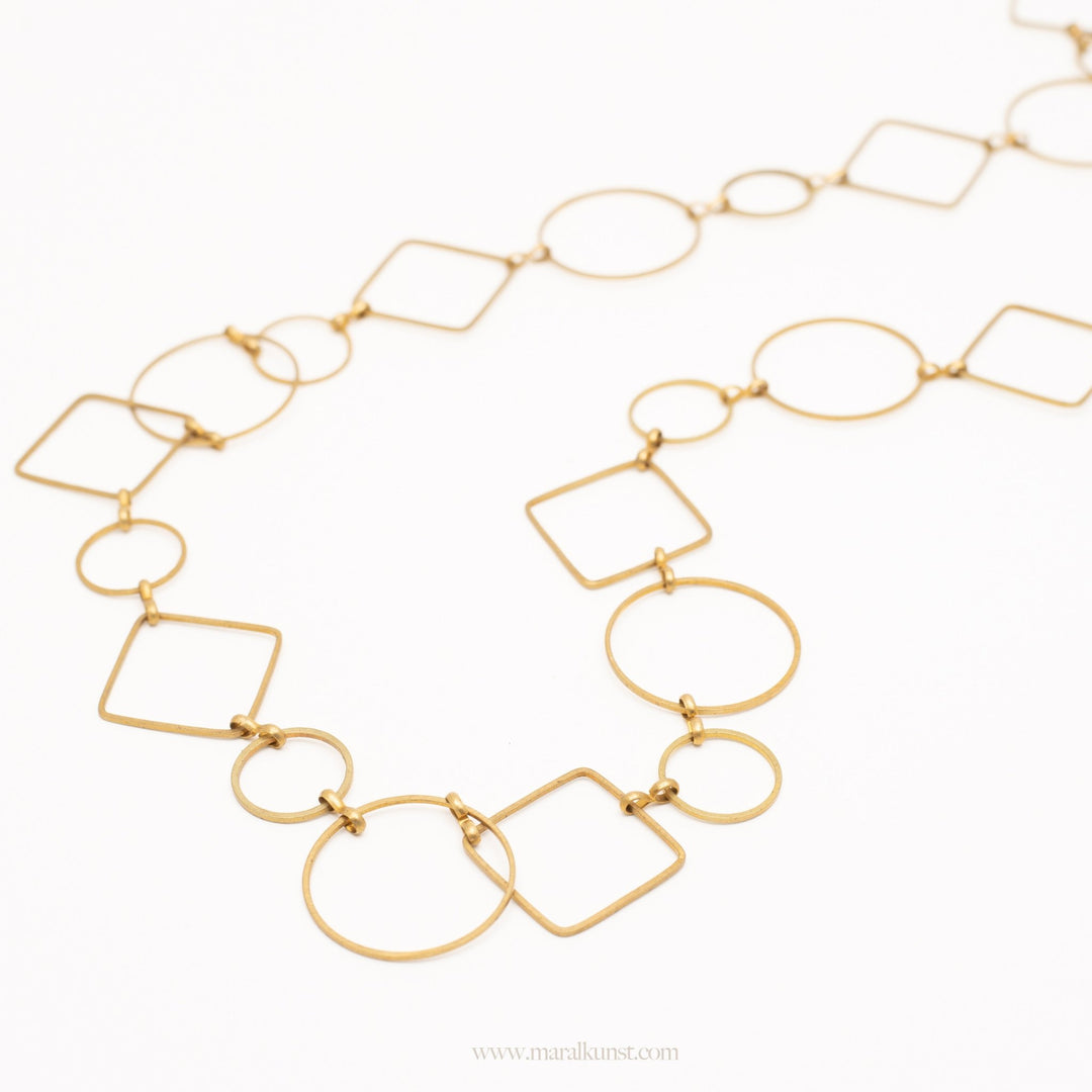 Art Deco Long Geometric Necklace - Maral Kunst Jewelry