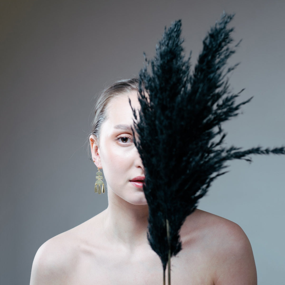 Brass Gold Plated drop earrings - Maral Kunst Jewelry