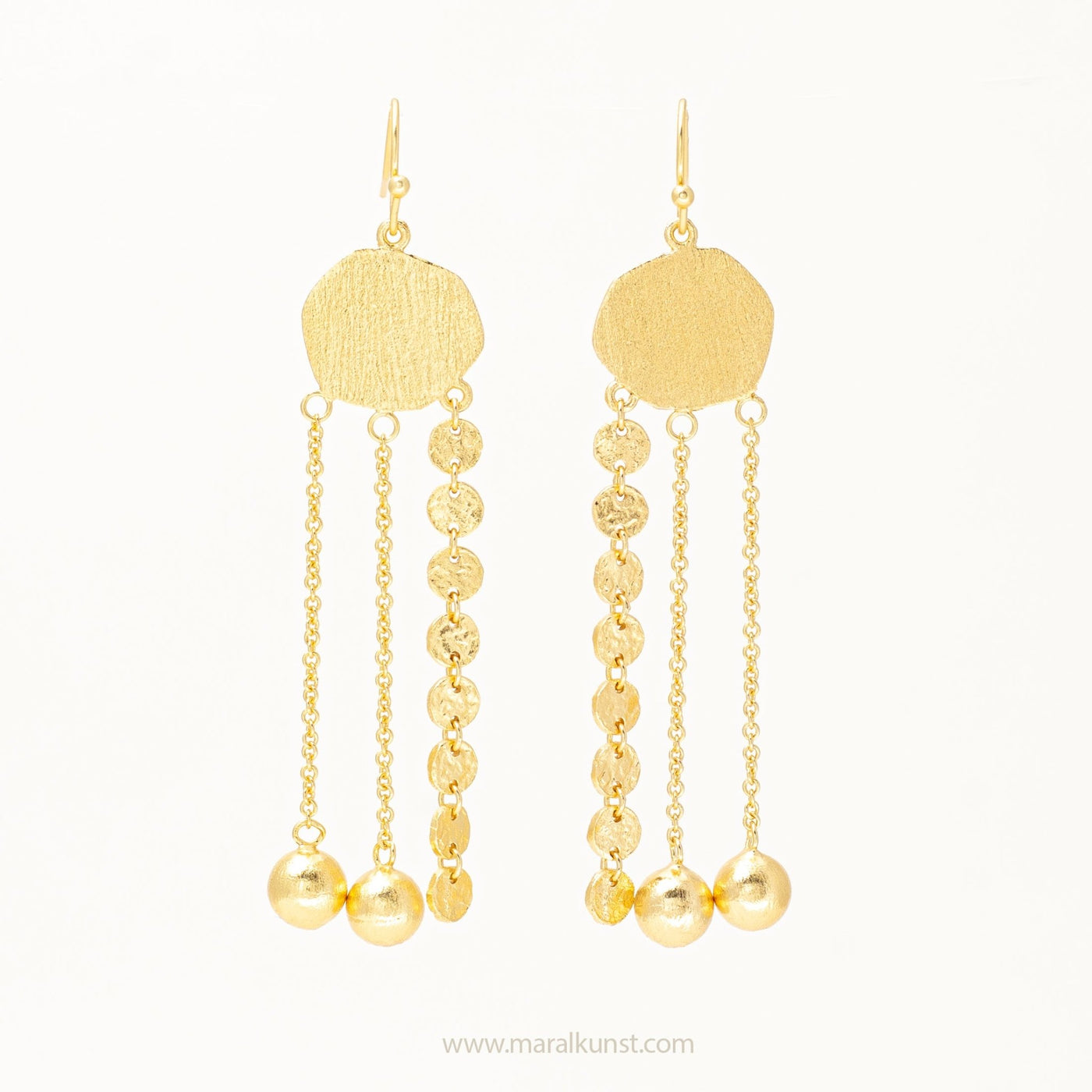 Brass gold plated earrings - Maral Kunst Jewelry
