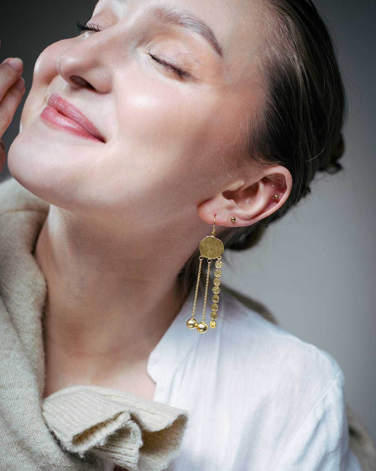 Brass gold plated earrings - Maral Kunst Jewelry