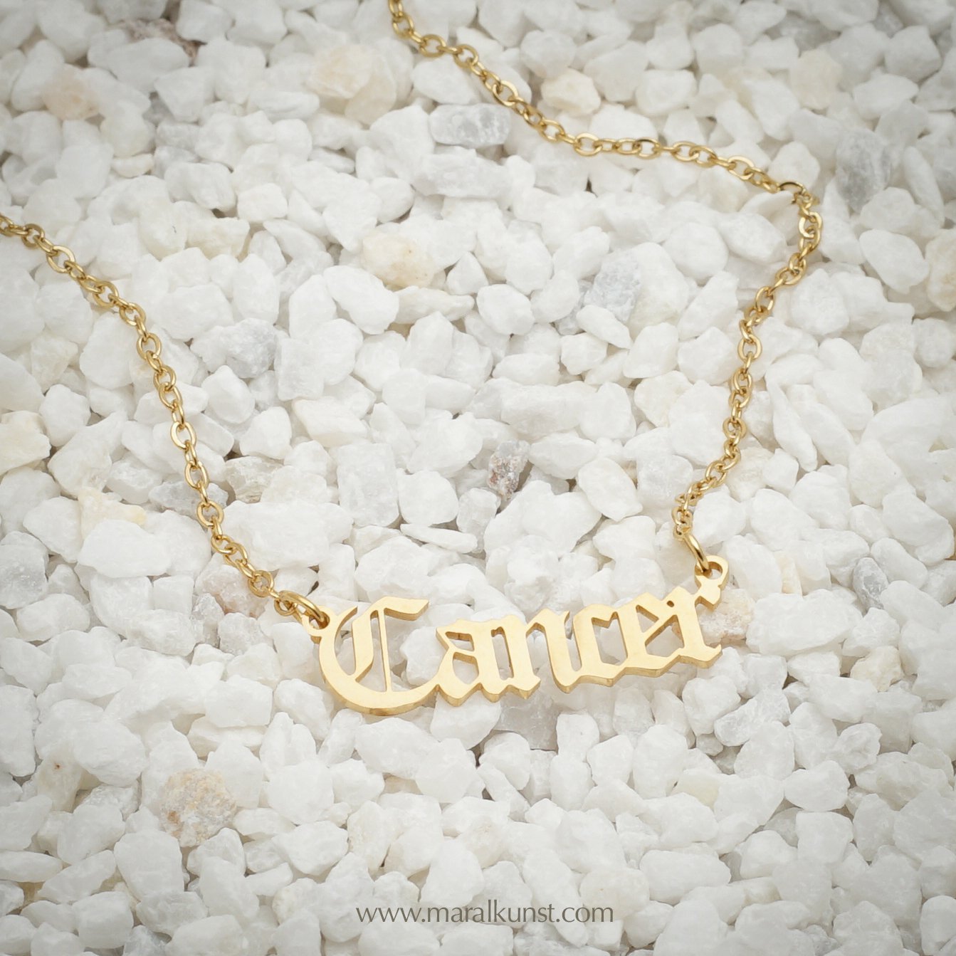 Cancer Calligraphy Zodiac Necklace - Maral Kunst Jewelry
